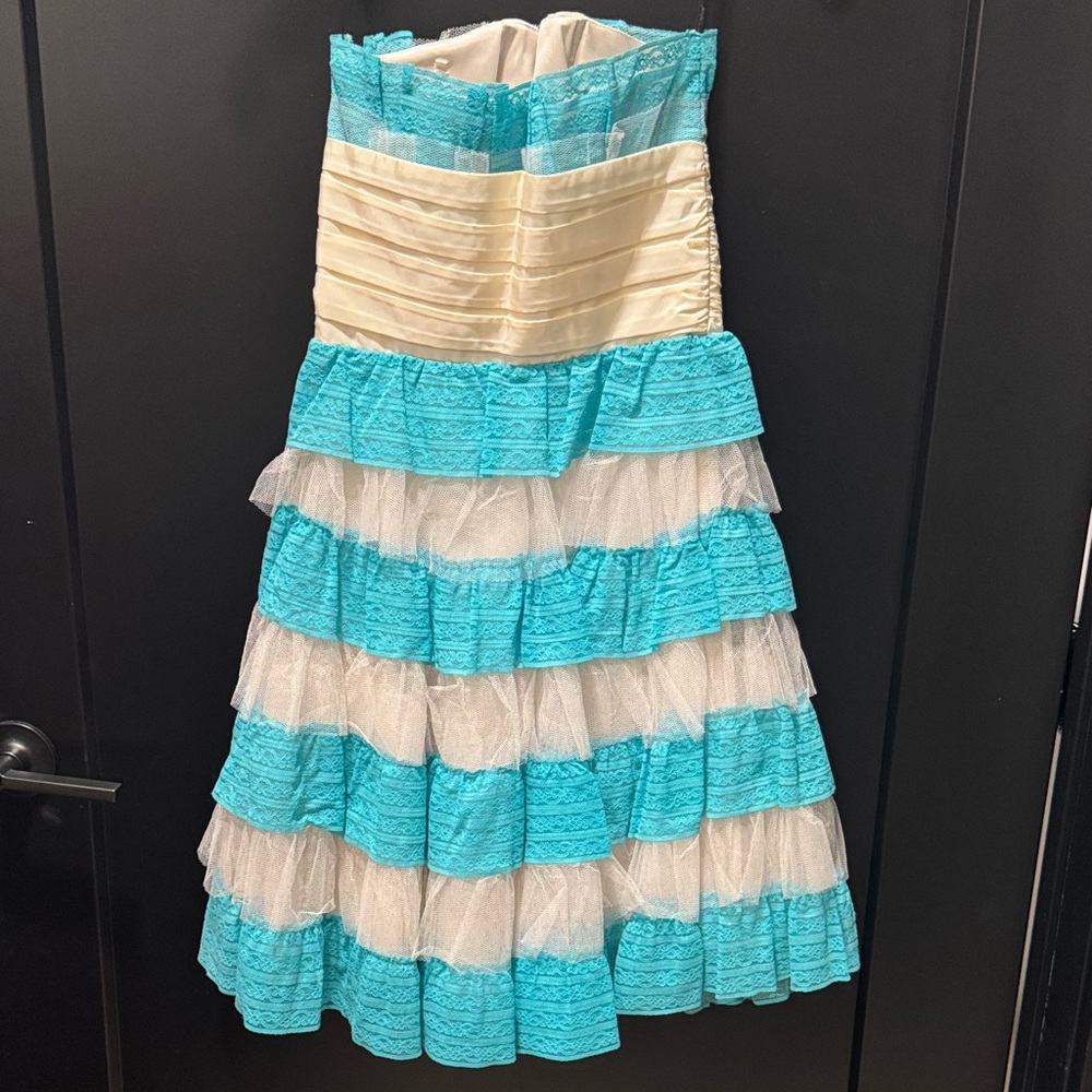 Betsey Johnson Blue and White Ruffled Dress - Picture 4 of 4